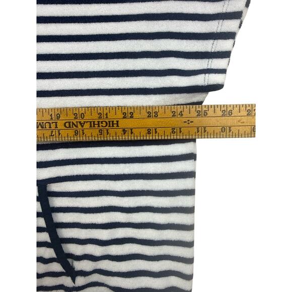 Lands End Hooded Terry Cloth Swimsuit Beach Cover-Up S/M Navy White Stripes - Picture 11 of 12